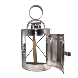 D Shaped Punched Glass Tin Lantern